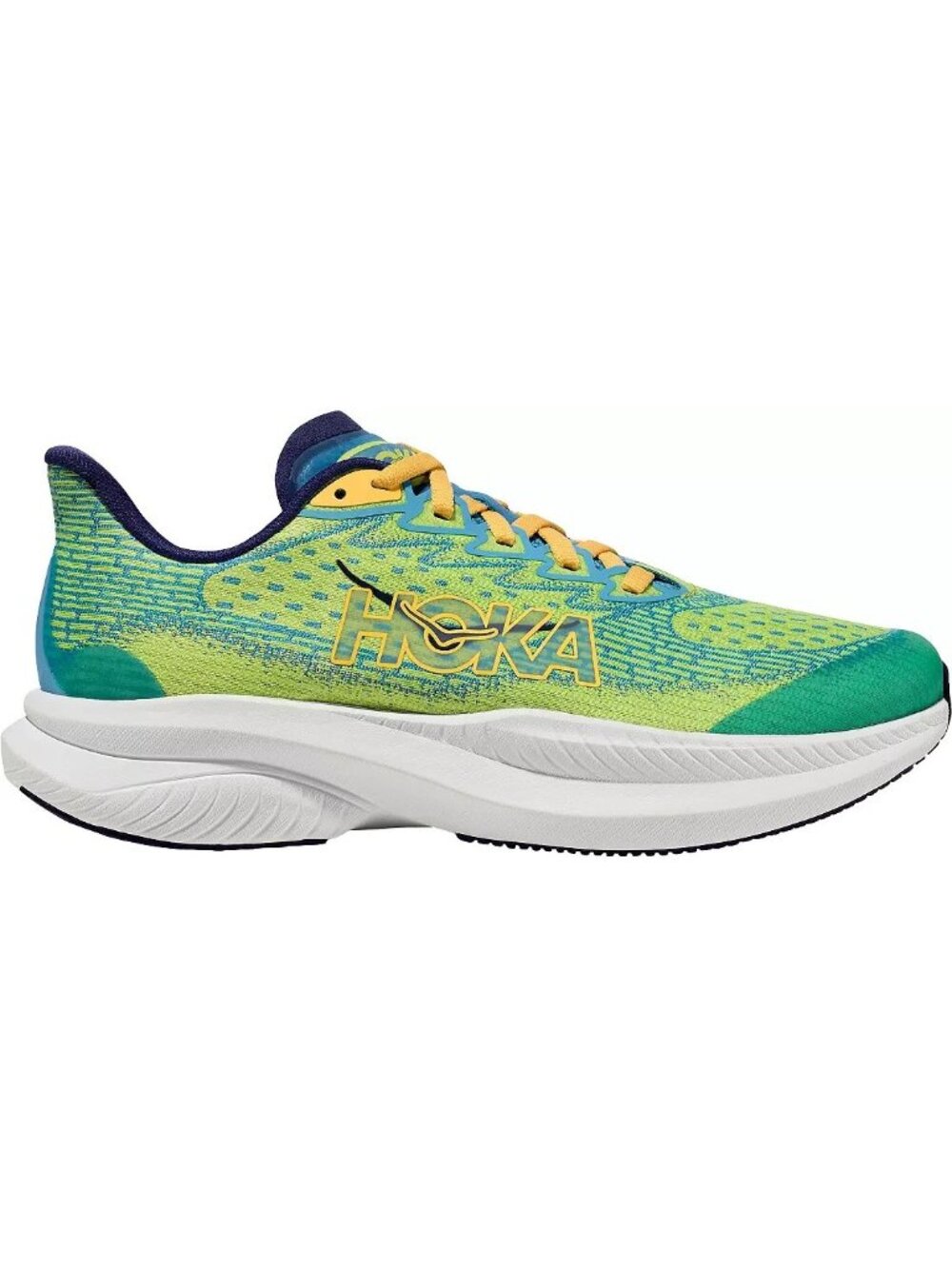 HOKA Kids' Grade School Mach 6 Running Shoes Blue Green Size 4 Lace Up Casual